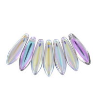 Czech Glass Daggers beads 5x16mm Crystal silver rainbow 00030-98530